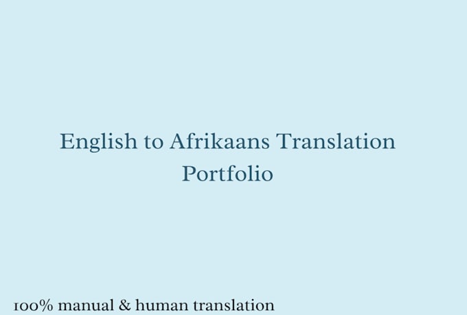 professionally translate english to afrikaans and vice versa